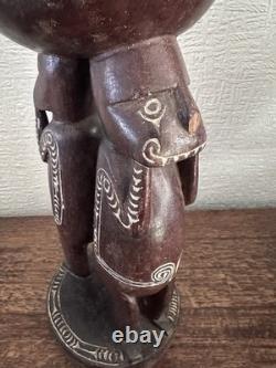 Vintage Massim Trobriand Islands Papua New Guinea Carved Figural Bowl 32cm