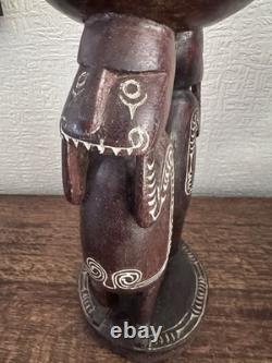 Vintage Massim Trobriand Islands Papua New Guinea Carved Figural Bowl 32cm