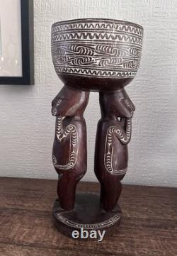 Vintage Massim Trobriand Islands Papua New Guinea Carved Figural Bowl 32cm