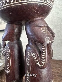 Vintage Massim Trobriand Islands Papua New Guinea Carved Figural Bowl 32cm