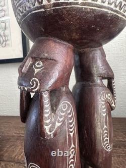 Vintage Massim Trobriand Islands Papua New Guinea Carved Figural Bowl 32cm