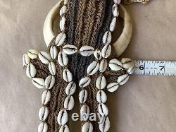 Vintage Oceanic Papua New Guinea Large Sepi Pectoral Tusk Shell Braided Necklace