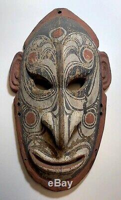 Vintage Old Hardwood Png Mask Carving Papua New Guinea Natural Ochres Tribal Mel