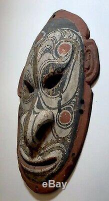 Vintage Old Hardwood Png Mask Carving Papua New Guinea Natural Ochres Tribal Mel