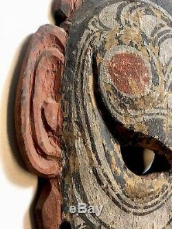 Vintage Old Hardwood Png Mask Carving Papua New Guinea Natural Ochres Tribal Mel