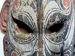 Vintage Old Hardwood Png Mask Carving Papua New Guinea Natural Ochres Tribal Mel