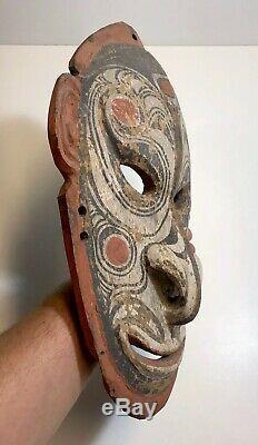 Vintage Old Hardwood Png Mask Carving Papua New Guinea Natural Ochres Tribal Mel