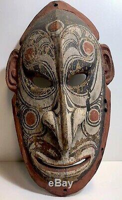 Vintage Old Hardwood Png Mask Carving Papua New Guinea Natural Ochres Tribal Mel