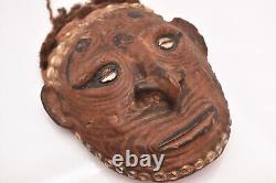 Vintage PAPUA NEW GUINEA MASK, SHELLS, Hair Ancestor Spirit Face