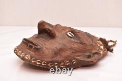 Vintage PAPUA NEW GUINEA MASK, SHELLS, Hair Ancestor Spirit Face