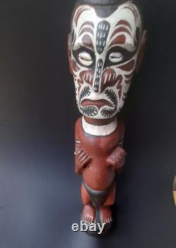 Vintage PNG Papua New Guinea Carved Painted Sepik Figure Totem Primitive ArtRare