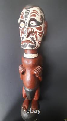 Vintage PNG Papua New Guinea Carved Painted Sepik Figure Totem Primitive ArtRare