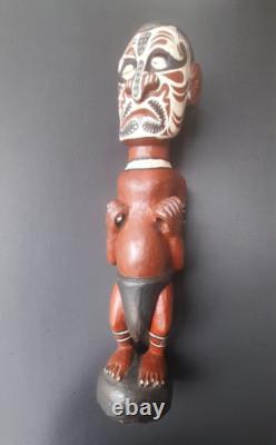 Vintage PNG Papua New Guinea Carved Painted Sepik Figure Totem Primitive ArtRare