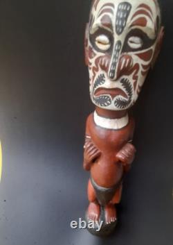 Vintage PNG Papua New Guinea Carved Painted Sepik Figure Totem Primitive ArtRare
