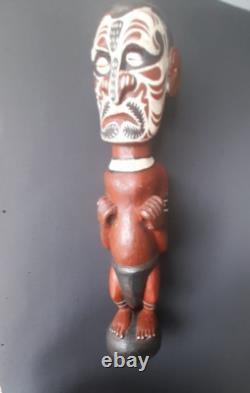 Vintage PNG Papua New Guinea Carved Painted Sepik Figure Totem Primitive ArtRare