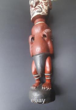 Vintage PNG Papua New Guinea Carved Painted Sepik Figure Totem Primitive ArtRare