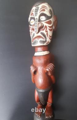 Vintage PNG Papua New Guinea Carved Painted Sepik Figure Totem Primitive ArtRare