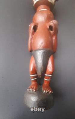 Vintage PNG Papua New Guinea Carved Painted Sepik Figure Totem Primitive ArtRare