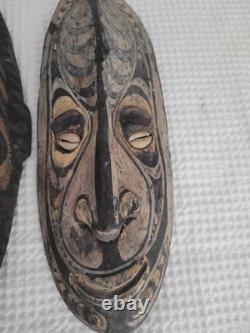 Vintage Papau New Guinea Tribal Wooden Masks 2 Pieces
