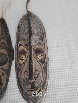 Vintage Papau New Guinea Tribal Wooden Masks 2 Pieces