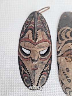 Vintage Papau New Guinea Tribal Wooden Masks 2 Pieces