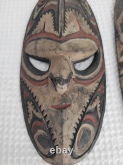 Vintage Papau New Guinea Tribal Wooden Masks 2 Pieces
