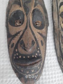Vintage Papau New Guinea Tribal Wooden Masks 2 Pieces