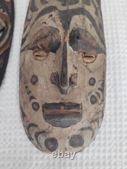 Vintage Papau New Guinea Tribal Wooden Masks 2 Pieces