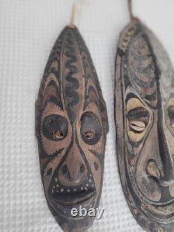 Vintage Papau New Guinea Tribal Wooden Masks 2 Pieces