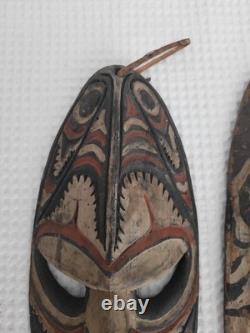 Vintage Papau New Guinea Tribal Wooden Masks 2 Pieces