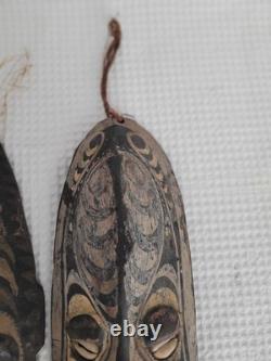 Vintage Papau New Guinea Tribal Wooden Masks 2 Pieces