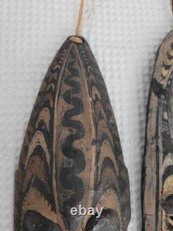 Vintage Papau New Guinea Tribal Wooden Masks 2 Pieces