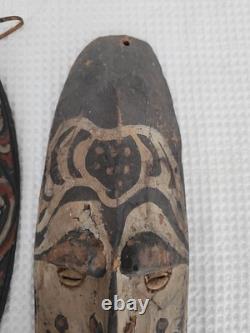 Vintage Papau New Guinea Tribal Wooden Masks 2 Pieces