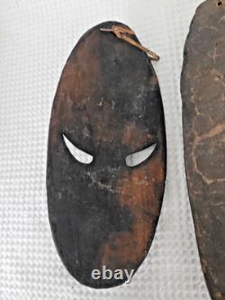 Vintage Papau New Guinea Tribal Wooden Masks 2 Pieces