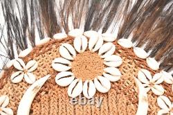 Vintage Papua New Guinea Abelam Headdress Woven With Cowrie Shell