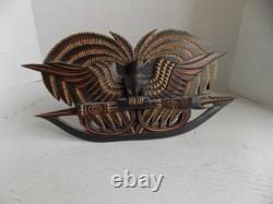Vintage Papua New Guinea Authentic Carved Wood Bird Of Paradise 11,5x5sign