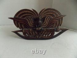 Vintage Papua New Guinea Authentic Carved Wood Bird Of Paradise 11,5x5sign