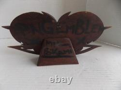 Vintage Papua New Guinea Authentic Carved Wood Bird Of Paradise 11,5x5sign