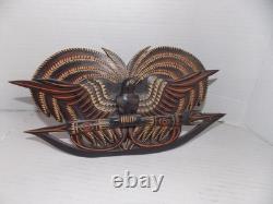 Vintage Papua New Guinea Authentic Carved Wood Bird Of Paradise 11,5x5sign