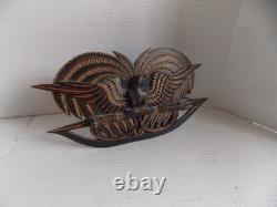 Vintage Papua New Guinea Authentic Carved Wood Bird Of Paradise 11,5x5sign