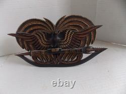 Vintage Papua New Guinea Authentic Carved Wood Bird Of Paradise 11,5x5sign