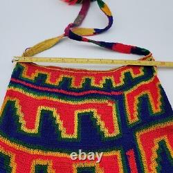 Vintage Papua New Guinea Bilum Handmade Fiber Purse Colorful Bag PNG