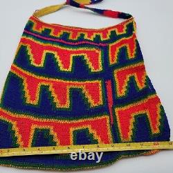Vintage Papua New Guinea Bilum Handmade Fiber Purse Colorful Bag PNG
