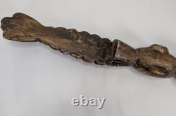 Vintage Papua New Guinea Carved Wood Hand Painted Statue Tribal Chief Tall 39in