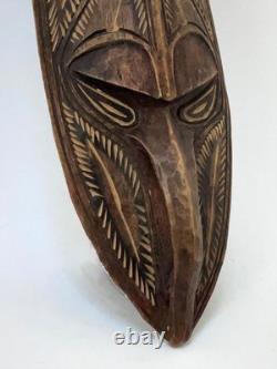 Vintage Papua New Guinea Carved Wood Mask Tribal Art Wall Decor Tiki Bar Png