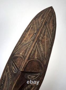 Vintage Papua New Guinea Carved Wood Mask Tribal Art Wall Decor Tiki Bar Png