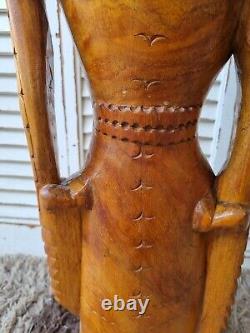 Vintage Papua New Guinea Carved Wooden Drum with Lizard Skin