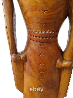 Vintage Papua New Guinea Carved Wooden Drum with Lizard Skin