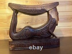 Vintage Papua New Guinea Hand Carved Anthropomorphic Huon Gulf Wooden Headrest