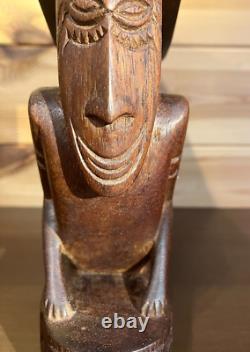 Vintage Papua New Guinea Hand Carved Anthropomorphic Huon Gulf Wooden Headrest